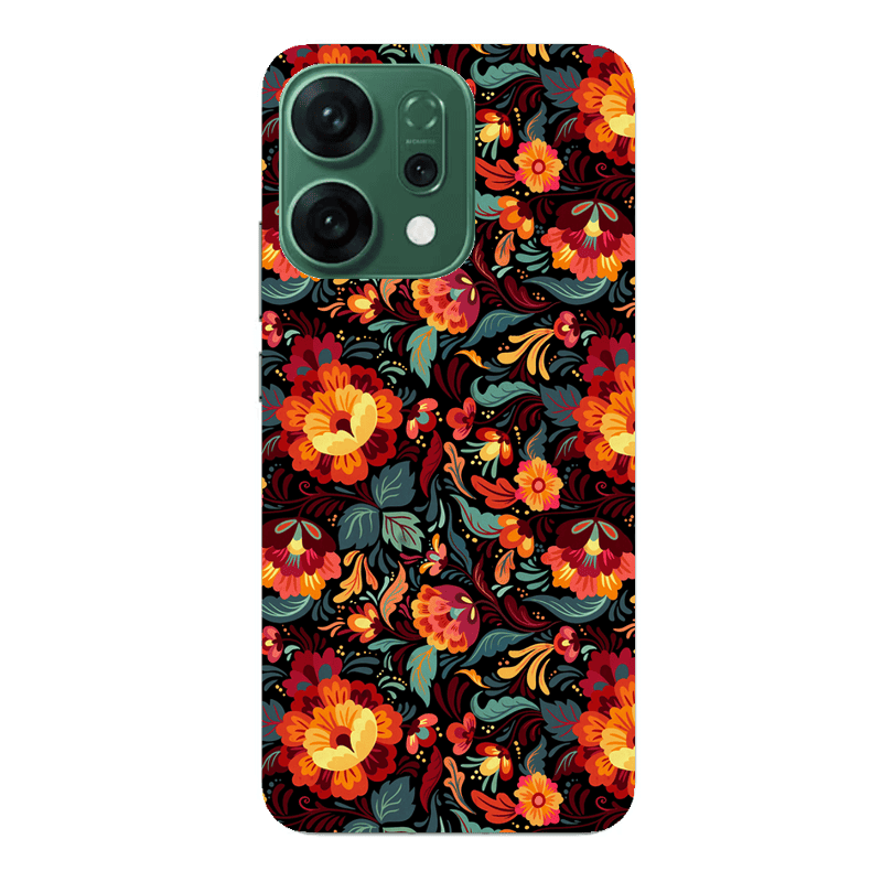 Oppo RENO 14 Orange flowers Transparent Silicone TPU Θήκη